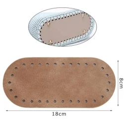 Oval textured faux leather bag base 18x8 cm with holes