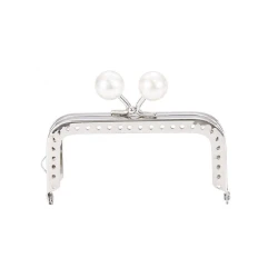 Chiusura clic clac squadrata 8,5 cm con sfere perla