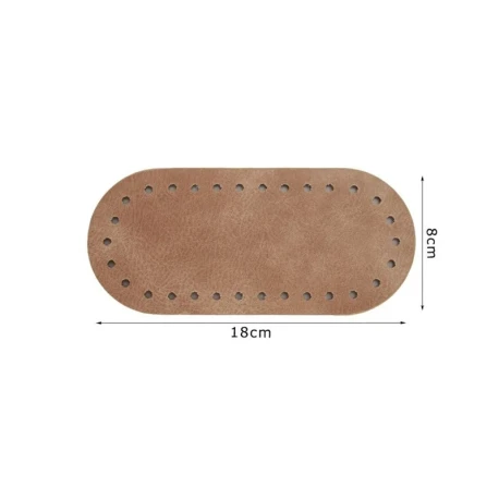 Oval textured faux leather bag base 18x8 cm with holes