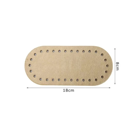 Oval textured faux leather bag base 18x8 cm with holes