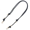 Tubular faux leather crossbody strap with gold clasps