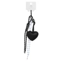 Puffy heart faux leather bag charm with braided cords