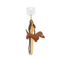 Faux leather dachshund bag charm with gold heart clip