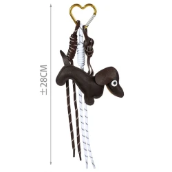 Faux leather dachshund bag charm with gold heart clip 2
