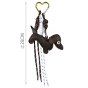Charm bassotto per borsa con moschettone a cuore e cordini