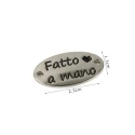 Etichetta in metallo da cucire “Fatto a Mano” oro/argento