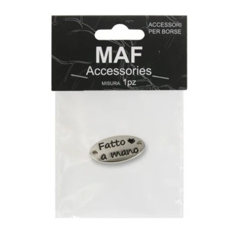 Etichetta in metallo da cucire “Fatto a Mano” oro/argento