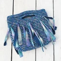 Iridescent metallic Lycra ribbon yarn for handmade bags