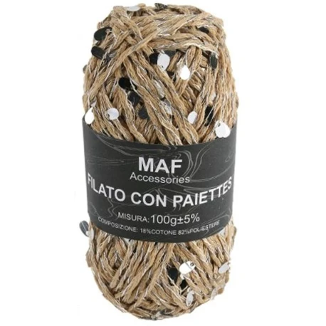 Sequin embellished cord yarn for crochet bags - 2mm