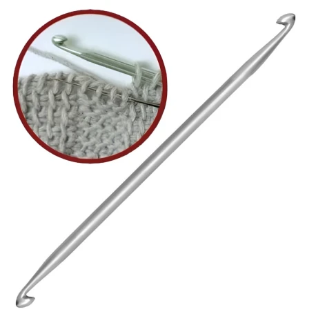 15 cm double-ended metal crochet hook for rattan stitch