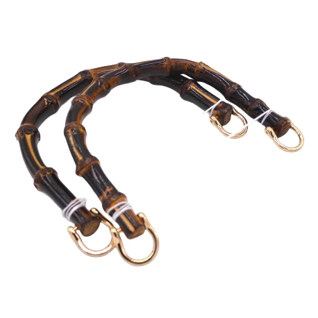Natural bamboo U bag handles 17cm with gold/silver rings