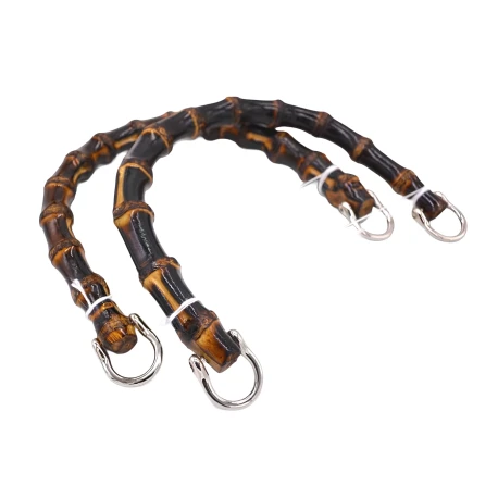 Natural bamboo U bag handles 17cm with gold/silver rings