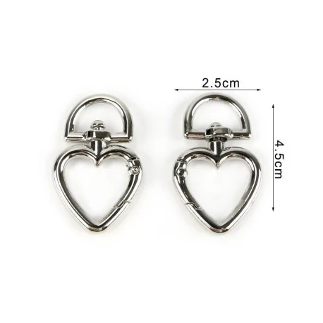 Heart-shaped swivel snap hooks for bags - pack of 2