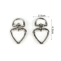Heart-shaped swivel snap hooks for bags - pack of 2