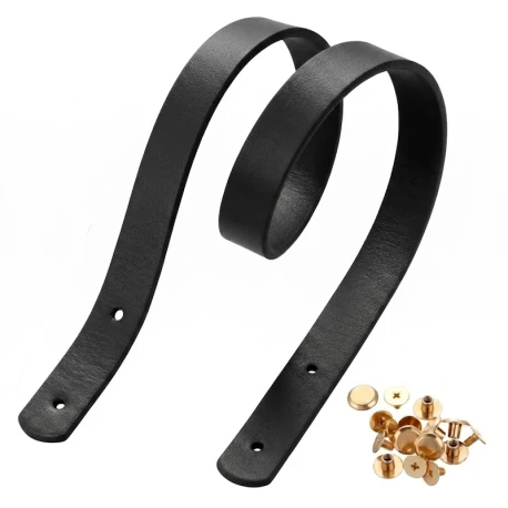 Manici a spalla piatti in ecopelle 65 cm con rivetti