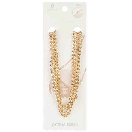 Flat link crossbody chain strap 7mm x 120cm gold silver