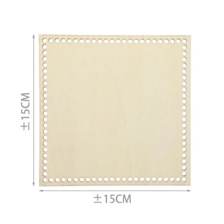 Fondo in legno quadrato 15x15 cm con fori per uncinetto