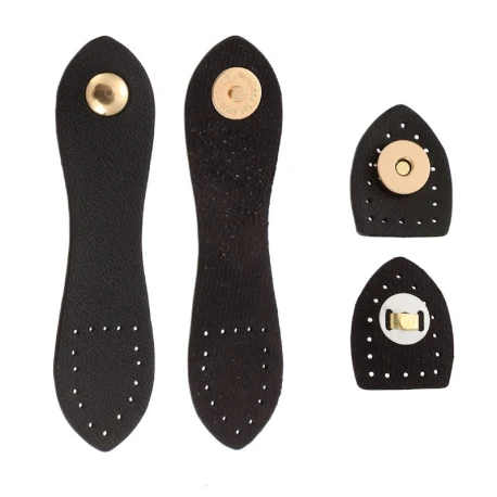 Gold faux leather sew-on magnetic flap closure for bags
