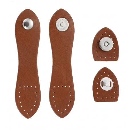 Silver sew-on magnetic flap closure in faux leather