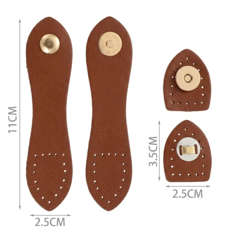 Gold faux leather sew-on magnetic flap closure for bags