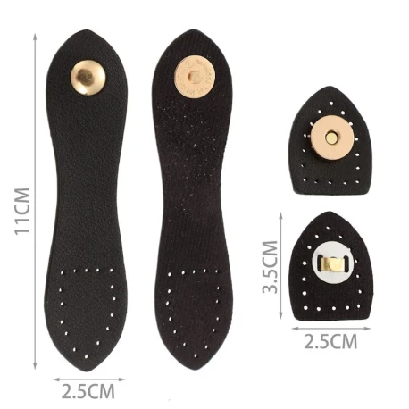 Gold faux leather sew-on magnetic flap closure for bags