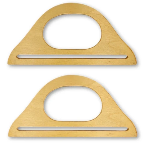 Wooden half-moon handbag handles 25cm with bottom slit