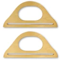 Wooden half-moon handbag handles 25cm with bottom slit