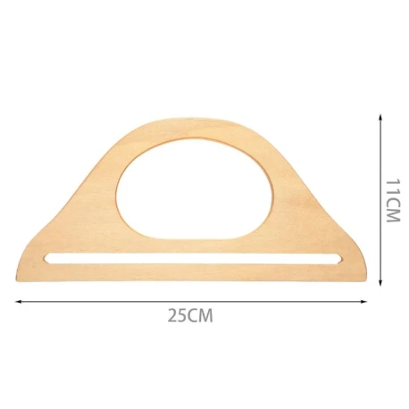 Wooden half-moon handbag handles 25cm with bottom slit