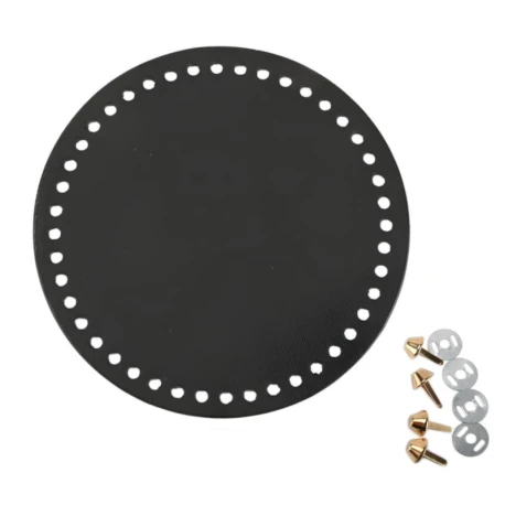 15cm round faux leather bag bottom with 4 metal studs