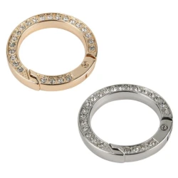 Moschettoni tondi a molla Ø 3,5 cm con strass per borse