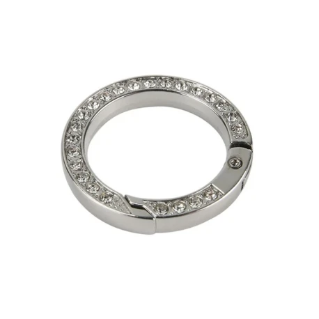 Moschettoni tondi a molla Ø 3,5 cm con strass per borse