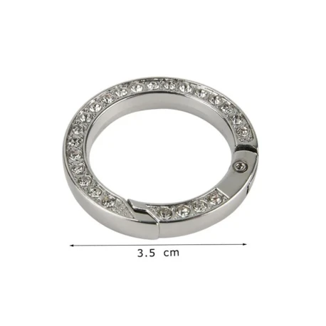 Moschettoni tondi a molla Ø 3,5 cm con strass per borse