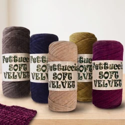 Soft velvet flat tubular yarn for crochet bags