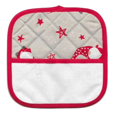Christmas oven mitt and potholders with Aida cloth insert