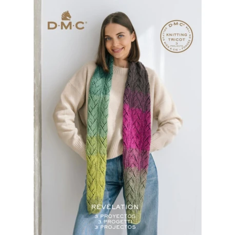 DMC Révélation leaflet: 3 scarf knitting patterns
