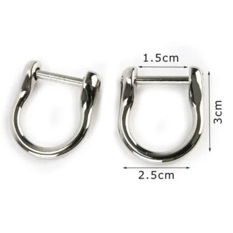15mm U-shaped horseshoe D-rings with screw bar (set of 4)