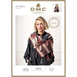 DMC Brio knitting pattern leaflet for tasseled shawl