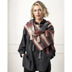 DMC Brio knitting pattern leaflet for tasseled shawl 2
