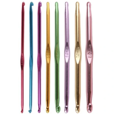 Colorful anodized aluminum crochet hook set 3.5–8 mm