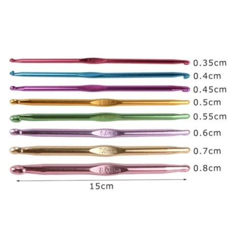 Colorful anodized aluminum crochet hook set 3.5–8 mm