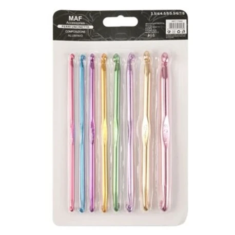 Colorful anodized aluminum crochet hook set 3.5–8 mm
