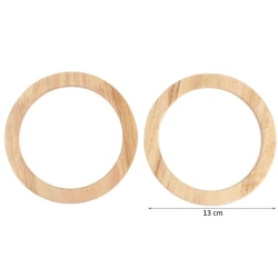 Pair of 13 cm round natural wood bag handles 2