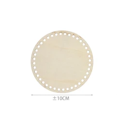 Fondo in legno rotondo Ø10 cm preforato per uncinetto 2