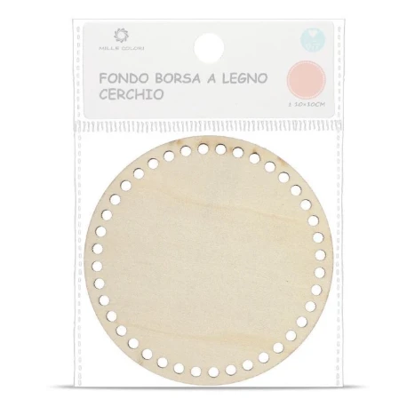 Fondo in legno rotondo Ø10 cm preforato per uncinetto