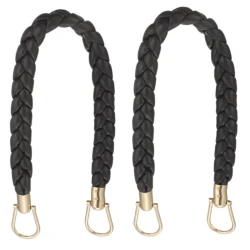 50cm braided faux leather bag handles with gold ring