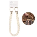 Coppia manici intrecciati ecopelle 50 cm anelli oro
