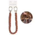 Coppia manici intrecciati ecopelle 50 cm anelli oro