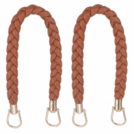 Coppia manici intrecciati ecopelle 50 cm anelli oro