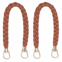 50cm braided faux leather bag handles with gold ring
