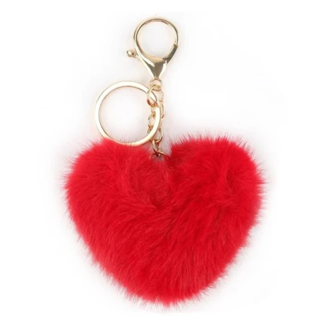 Ciondolo cuore in ecopelliccia con moschettone oro